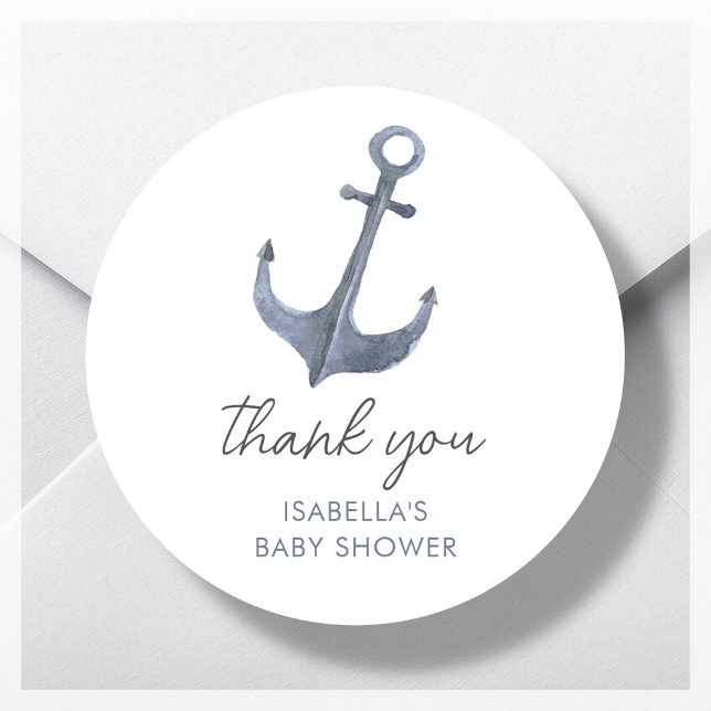 Pegatina Redonda Anchor Sailing Theme Gracias Baby Shower Favor (Subido por el creador)