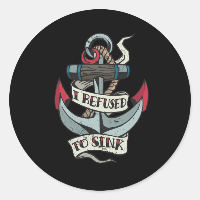 Pegatina Redonda Anchor Tattoo (Anverso)