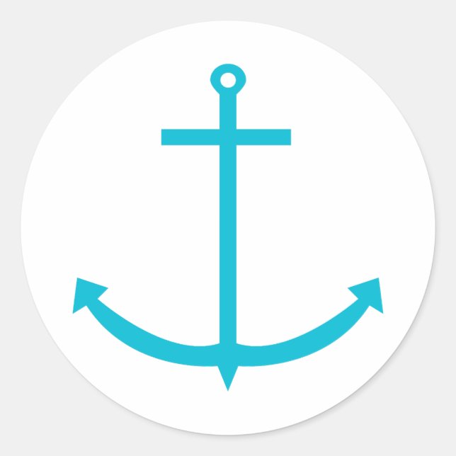 Pegatina Redonda Anchor Turquoise Nautical (Anverso)
