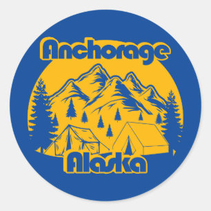 Pegatina Redonda Anchorage Alaska