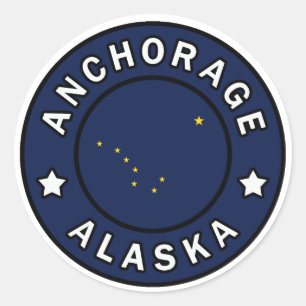 Pegatina Redonda Anchorage Alaska
