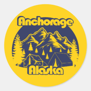 Pegatina Redonda Anchorage Alaska