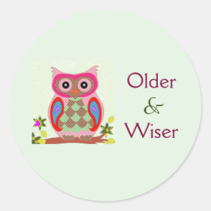 Pegatina Redonda Anciano y Wiser