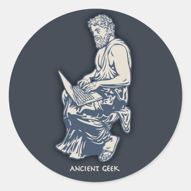 Pegatina Redonda Ancient Geek (Anverso)