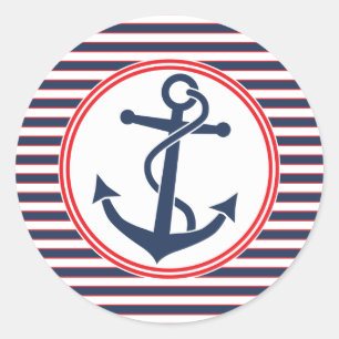 Pegatina Redonda Ancla con las rayas
