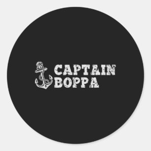Pegatina Redonda Ancla de barco vintage de navegación capitán Boppa