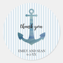 Pegatina Redonda Ancla Náutica Gracias