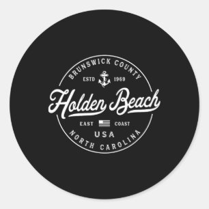 Pegatina Redonda Ancla Náutica Holden Beach Carolina del Norte Viaj