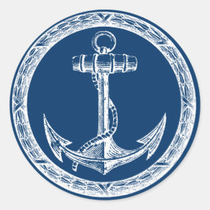 Pegatina Redonda Ancla y corona