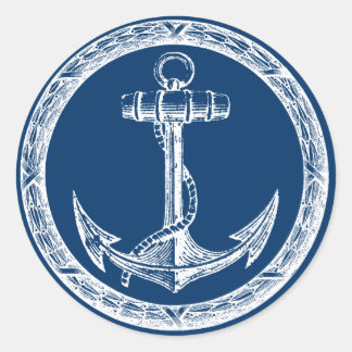 Pegatina Redonda Ancla y corona