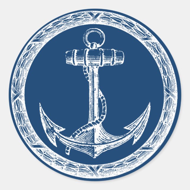 Pegatina Redonda Ancla y corona (Anverso)
