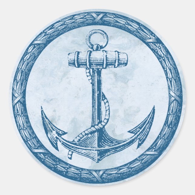 Pegatina Redonda Ancla y corona (Anverso)
