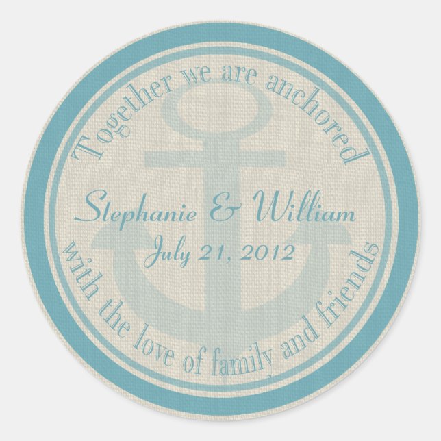 Pegatina Redonda Anclado con amor (Anverso)