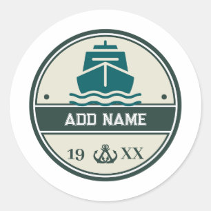Pegatina Redonda Anclaje azul Nautical Welcome yachate velero