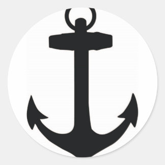 Pegatina Redonda Anclaje de barco negro