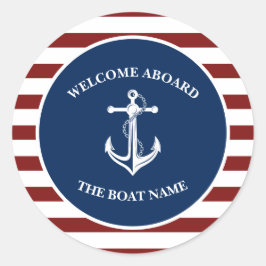 Pegatina Redonda Anclaje de nombre de barco