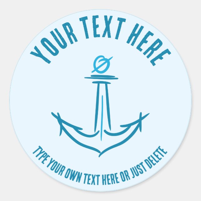 Pegatina Redonda Anclaje marino. Plantilla de regalo de marinero (Anverso)