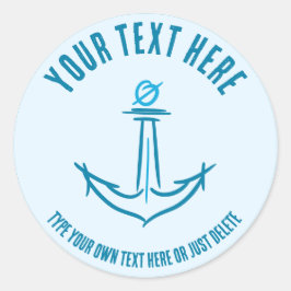 Pegatina Redonda Anclaje marino. Plantilla de regalo de marinero
