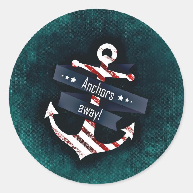 Pegatina Redonda Anclaje náutico (Anverso)