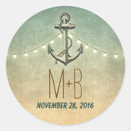 Pegatina Redonda anclaje náutico y luces bodas