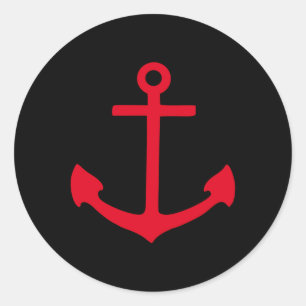 Pegatina Redonda Anclaje rojo