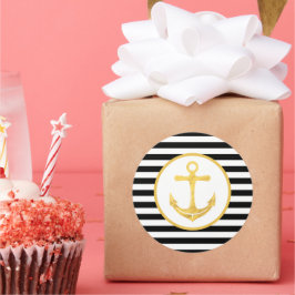 Pegatina Redonda Anclaje y franjas | Tema náutico | PEGATINAS