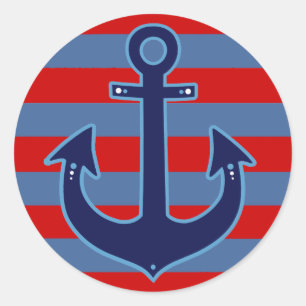 Pegatina Redonda anclaje y rayas marineras