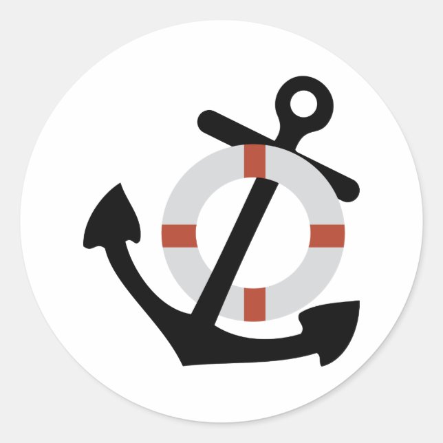 Pegatina Redonda anclaje y salvavidas (Anverso)