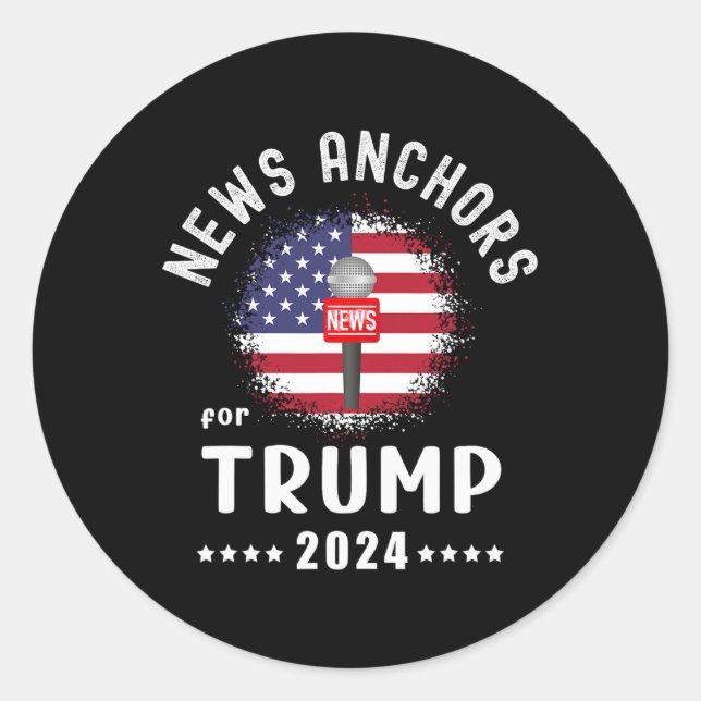 Pegatina Redonda Anclas del voto de Trump sobre la bandera estadoun (Anverso)