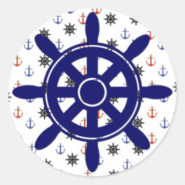 Pegatina Redonda Anclas y Pegatinas de Ruedas de color azul rojo ná