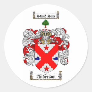 PEGATINA REDONDA ANDERSON FAMILIAR CREST - ANDERSON COAT OF ARMS