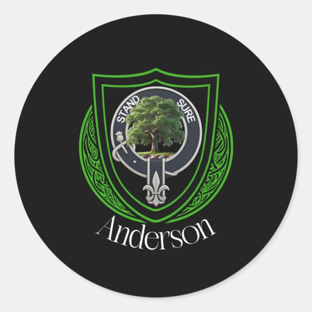 Pegatina Redonda Anderson Scottish Clan Escudo (Anverso)