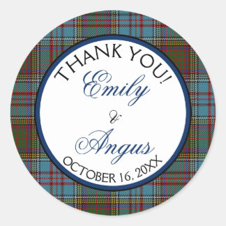 Pegatina Redonda Anderson Tartan Scottish Boda Gracias