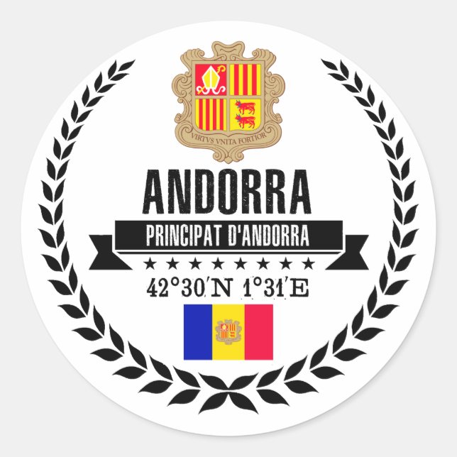 Pegatina Redonda Andorra (Anverso)