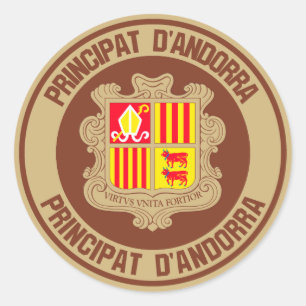 Pegatina Redonda Andorra Round Emblem
