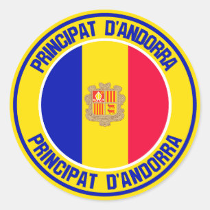 Pegatina Redonda Andorra Round Emblem