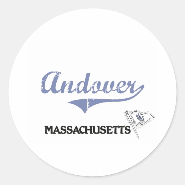 Pegatina Redonda Andover Massachusetts City Classic (Anverso)