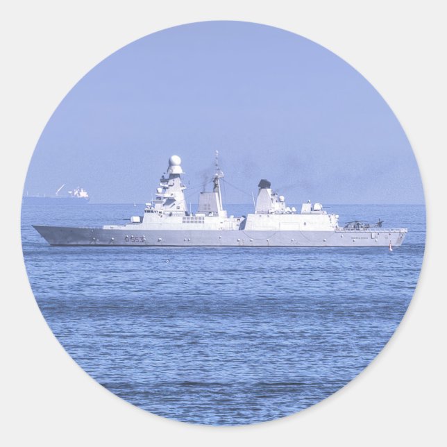 Pegatina Redonda Andrea Doria Italian Destroyer (Anverso)