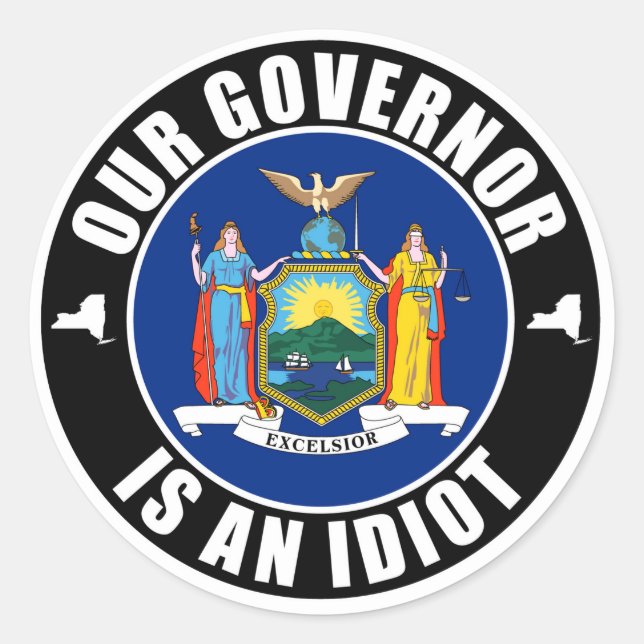 Pegatina Redonda Andrew Cuomo es un idiota (Anverso)