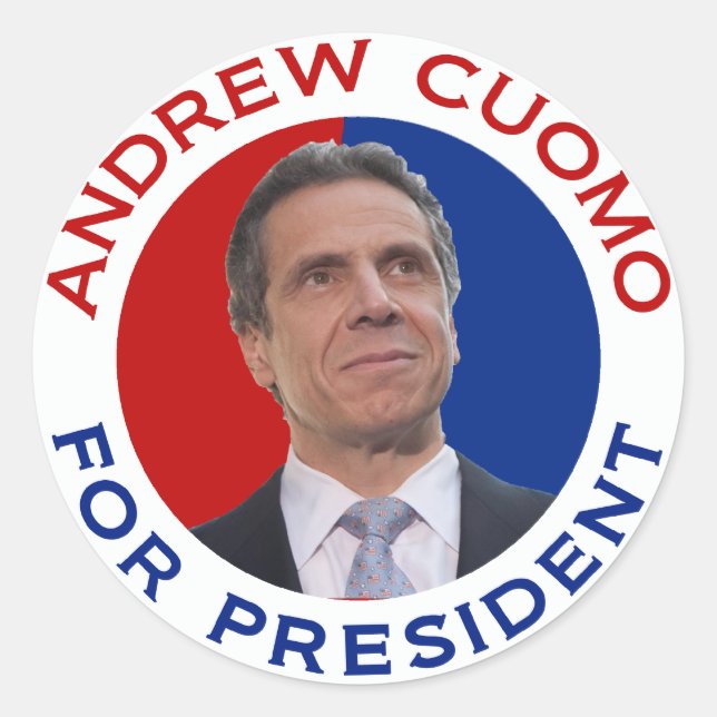 Pegatina Redonda Andrew Cuomo Presidente (Anverso)