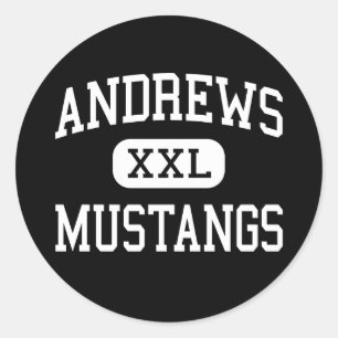 Pegatina Redonda Andrews - Mustangs - High School - Andrews Texas