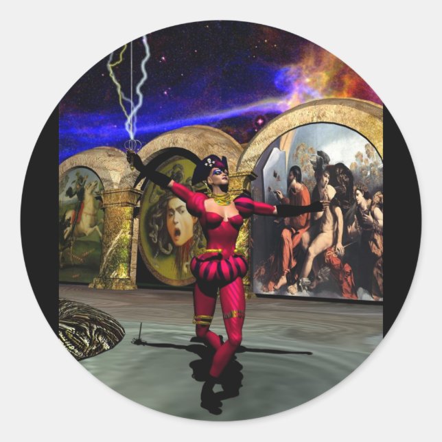 Pegatina Redonda ANDROID BALLET , Ciencia Ficción (Anverso)