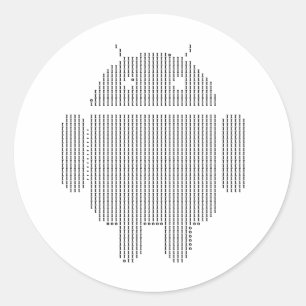 Pegatina Redonda Android: negro ascii