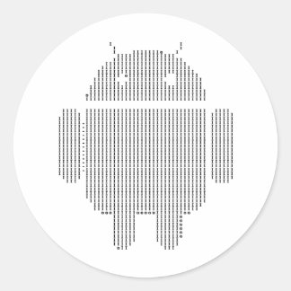 Pegatina Redonda Android: negro ascii