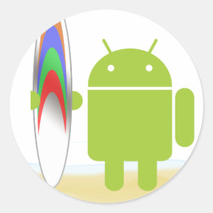 Pegatina Redonda Android Surfer
