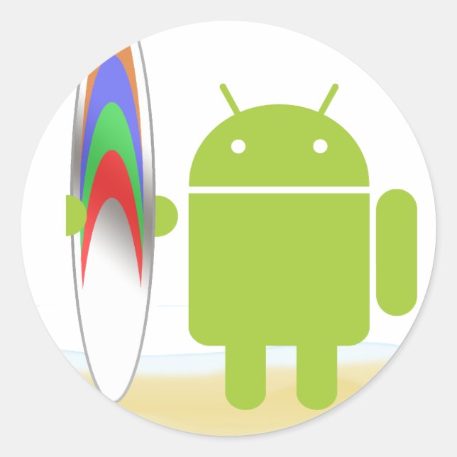 Pegatina Redonda Android Surfer (Anverso)