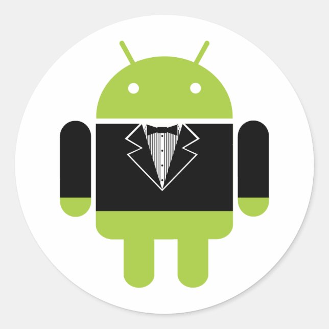 Pegatina Redonda Android Tux (Anverso)