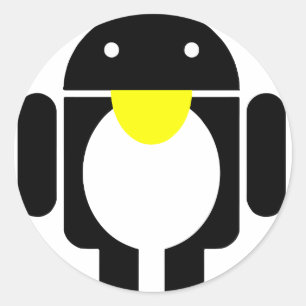 Pegatina Redonda Androide del pingüino de Linux Tux