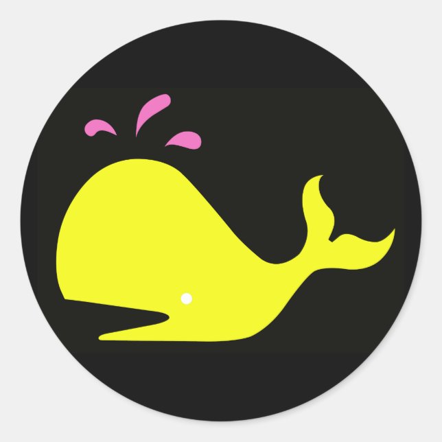 Pegatina Redonda Andy Whale Singles_amarillo,rosa sobre negro (Anverso)