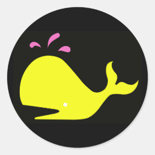 Pegatina Redonda Andy Whale Singles_amarillo,rosa sobre negro